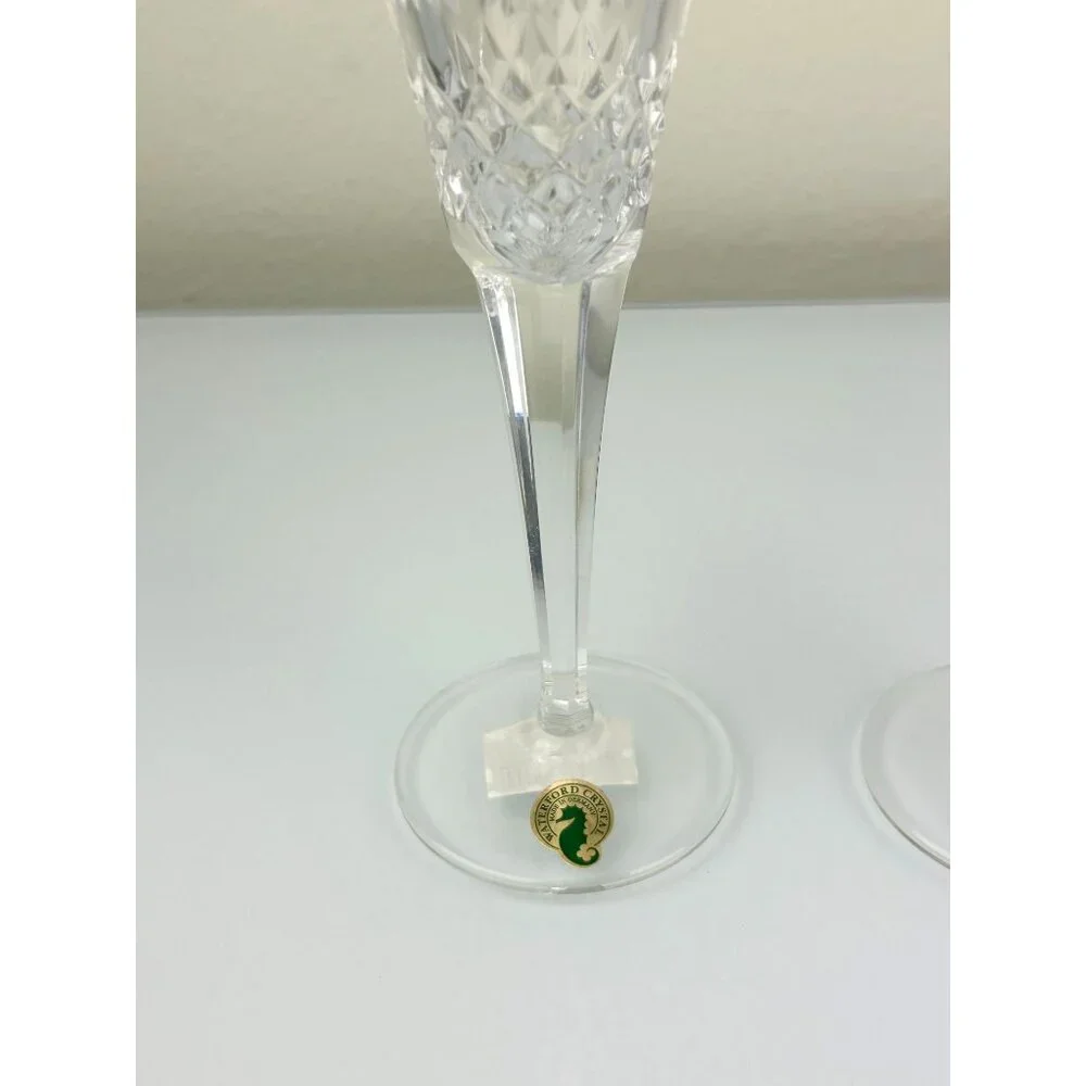 2 Waterford Crystal Millennium Wheat PROSPERITY Toasting Champagne Flutes 9.25" - Picture 5 of 16